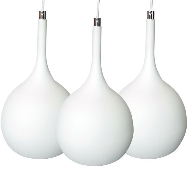 Loops Hanging Ceiling Pendant Light 3x Matt White & Copper Kitchen Lamp Built in LED - image 1