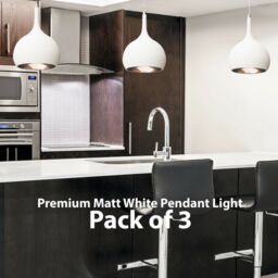 Loops Hanging Ceiling Pendant Light 3x Matt White & Copper Kitchen Lamp Built in LED - thumbnail 2
