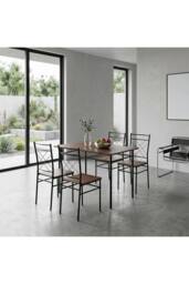 Living and Home Dining Table and Chair Set in Brown - thumbnail 4
