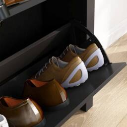 Wyld Haus Resuka Black Slim 2 Drawer Shoe Cabinet MDF Holds 6 to 12 Pairs - thumbnail 9