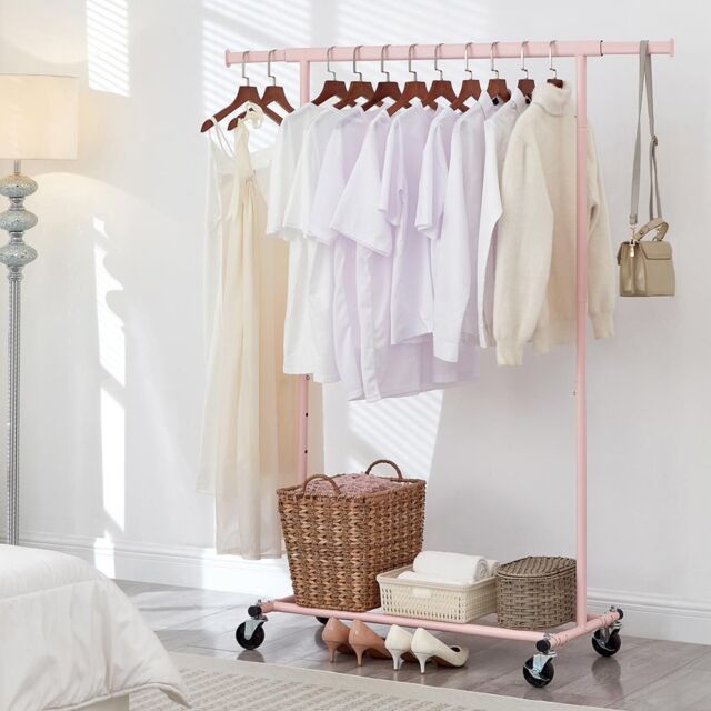 House of Home Heavy Duty Pink Clothes Rail Adjustable Width Height - image 1