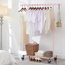 House of Home Heavy Duty Pink Clothes Rail Adjustable Width Height - thumbnail 1