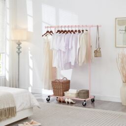 House of Home Heavy Duty Pink Clothes Rail Adjustable Width Height - thumbnail 5