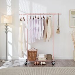House of Home Heavy Duty Pink Clothes Rail Adjustable Width Height - thumbnail 3