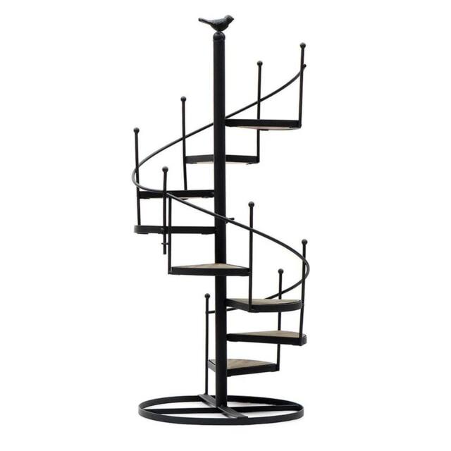 Kelvenix 8 Tiers Spiral Staircase Plant Stand Metal Flower Pot in Black - Size: 0.6m2 - image 1