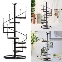 Kelvenix 8 Tiers Spiral Staircase Plant Stand Metal Flower Pot in Black - Size: 0.6m2 - thumbnail 5