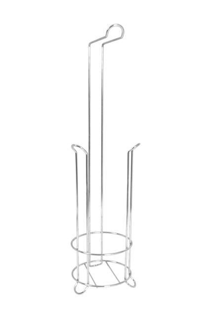 Orsina Wire Toilet Roll Storer, Free Standing Chrome Toilet Paper Holder, Plastic Coated Toilet Roll Holder Stand in Silver