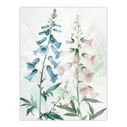"Artery8 Pink Blue Foxglove Flowers Modern Watercolour Wall Art Print - Size: W24"" x H32""" - thumbnail 1