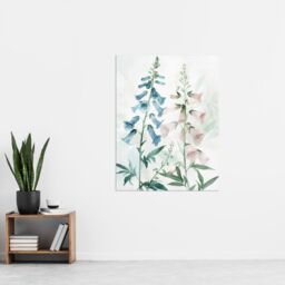 "Artery8 Pink Blue Foxglove Flowers Modern Watercolour Wall Art Print - Size: W24"" x H32""" - thumbnail 4