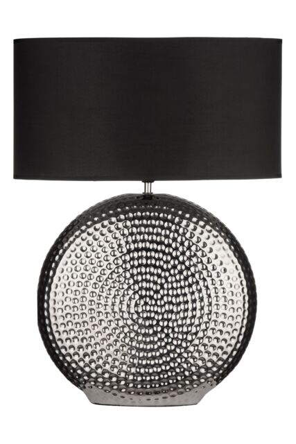 Orsina Functional Small Hammered Chrome Finish Table Lamp, Elegant Lamp On The Table For Livingroom, Decorative Lamp in Black - image 1