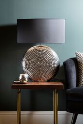 Orsina Functional Small Hammered Chrome Finish Table Lamp, Elegant Lamp On The Table For Livingroom, Decorative Lamp in Black - thumbnail 2