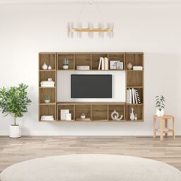 Berkfield Home TV Cabinet 4 pcs Brown 37 x 37 x 142.5 cm Engineered wood - thumbnail 1