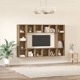 Berkfield Home TV Cabinet 4 pcs Brown 37 x 37 x 142.5 cm Engineered wood - thumbnail 4
