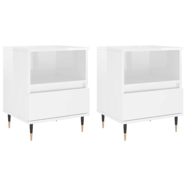 Berkfield Home Bedside Cabinets 2 pcs High Gloss White 40x35x50 cm Engineered Wood - Size: 40 x 35 x 50 cm