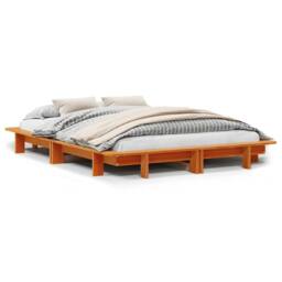 Berkfield Home Modern Bed Frame without Mattress Wax Brown 120x200 cm Solid Wood Pine - Size: Small Double - thumbnail 3