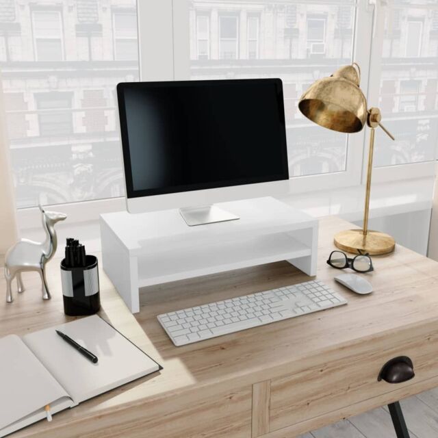 Berkfield Home Monitor Stand White 42x24x13 cm Engineered Wood - Size: 42 x 24 x 13 cm - image 1