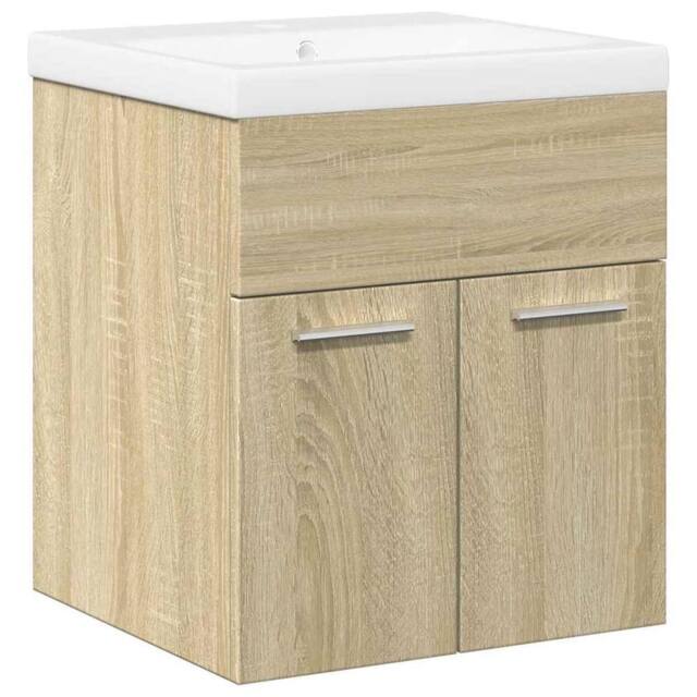 Berkfield Home 2 Piece Bathroom Furniture Set Sonoma Oak Engineered Wood in Light Brown - image 1