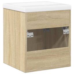 Berkfield Home 2 Piece Bathroom Furniture Set Sonoma Oak Engineered Wood in Light Brown - thumbnail 8