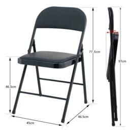 VOGREX 3 PU Folding Chairs Metal Frame Black - thumbnail 2