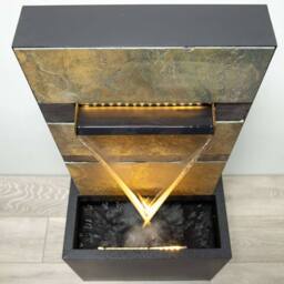 Primrose Alhambra Zinc & Stone Water Feature with LEDs Self Contained 100cm in Dark Grey - thumbnail 3