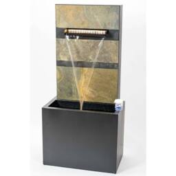 Primrose Alhambra Zinc & Stone Water Feature with LEDs Self Contained 100cm in Dark Grey