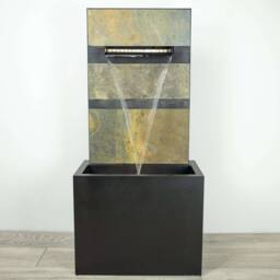 Primrose Alhambra Zinc & Stone Water Feature with LEDs Self Contained 100cm in Dark Grey - thumbnail 2