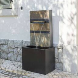 Primrose Alhambra Zinc & Stone Water Feature with LEDs Self Contained 100cm in Dark Grey - thumbnail 6