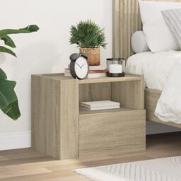 Berkfield Home Wall-mounted Bedside Cabinet Sonoma Oak 45x30x35 cm in Brown - Size: 45 x 30 x 35 cm - thumbnail 1