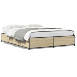 Berkfield Home Bed Frame without Mattress Sonoma Oak 120x190 cm Small Double in Brown - thumbnail 2