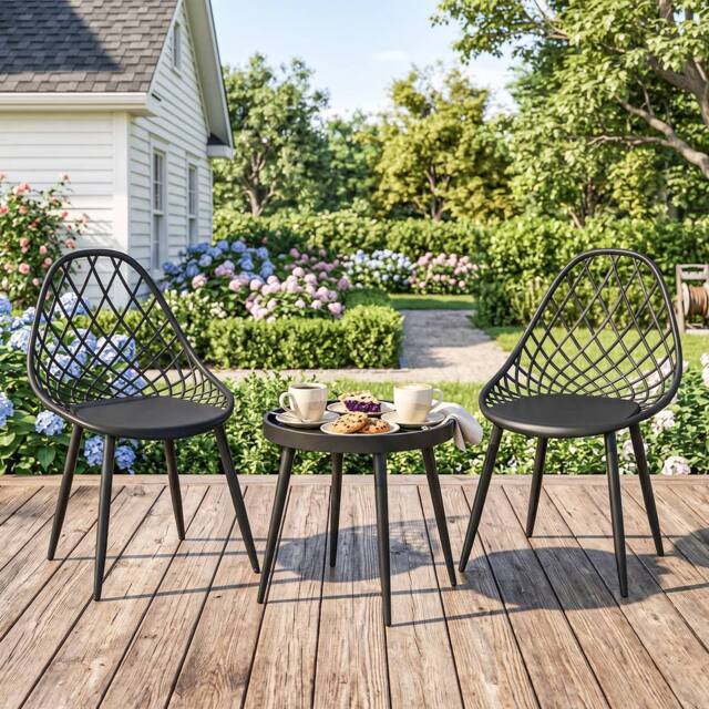 OUTSUNNY 3-Piece Outdoor Bistro Set Patio Furniture for Garden, Balcony in Black - image 1