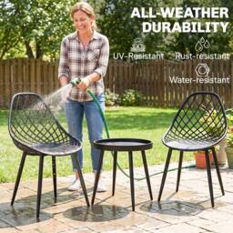 OUTSUNNY 3-Piece Outdoor Bistro Set Patio Furniture for Garden, Balcony in Black - thumbnail 4