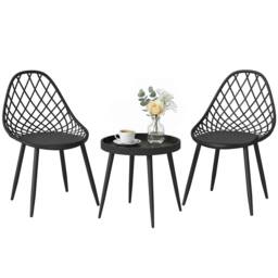OUTSUNNY 3-Piece Outdoor Bistro Set Patio Furniture for Garden, Balcony in Black - thumbnail 2