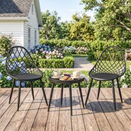 OUTSUNNY 3-Piece Outdoor Bistro Set Patio Furniture for Garden, Balcony in Black - thumbnail 1
