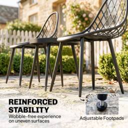 OUTSUNNY 3-Piece Outdoor Bistro Set Patio Furniture for Garden, Balcony in Black - thumbnail 5