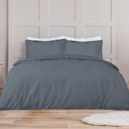 Smart Living Luxury Super Soft Stylish Rouched Pleat Duvet Cover with Pillowcases in Charcoal - Size: Double - thumbnail 2