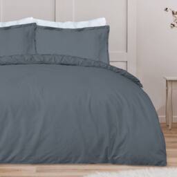 Smart Living Luxury Super Soft Stylish Rouched Pleat Duvet Cover with Pillowcases in Charcoal - Size: Double - thumbnail 4