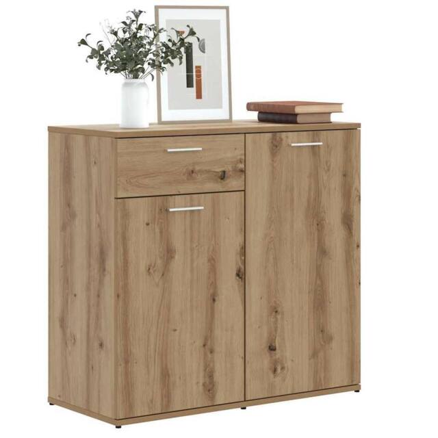 Berkfield Home Sideboard Artisan Oak 80x36x75 cm Engineered Wood in Brown - Size: 80 x 36 x 75 cm - image 1