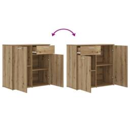 Berkfield Home Sideboard Artisan Oak 80x36x75 cm Engineered Wood in Brown - Size: 80 x 36 x 75 cm - thumbnail 8