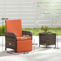 Wyld Haus Haridi 3 Piece Mixed Brown Rattan Bistro Set Orange Cushions Storage - thumbnail 4