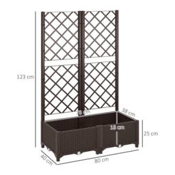 OUTSUNNY Plastic Planter Box with Trellis, Vegetable Planter w/ Drain Plugs in Brown - thumbnail 3