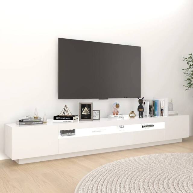 Berkfield Home TV Cabinet with LED Lights White 260x35x40 cm - Size: 260 x 35 x 40 cm - image 1