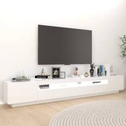 Berkfield Home TV Cabinet with LED Lights White 260x35x40 cm - Size: 260 x 35 x 40 cm