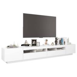 Berkfield Home TV Cabinet with LED Lights White 260x35x40 cm - Size: 260 x 35 x 40 cm - thumbnail 6