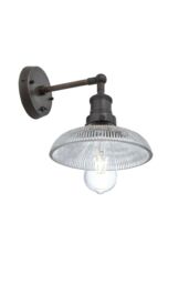 Industville Brooklyn Glass Dome Wall Light, 8 Inch, Pewter Holder in Dark Grey - thumbnail 3