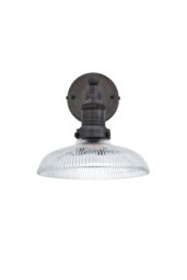 Industville Brooklyn Glass Dome Wall Light, 8 Inch, Pewter Holder in Dark Grey - thumbnail 2