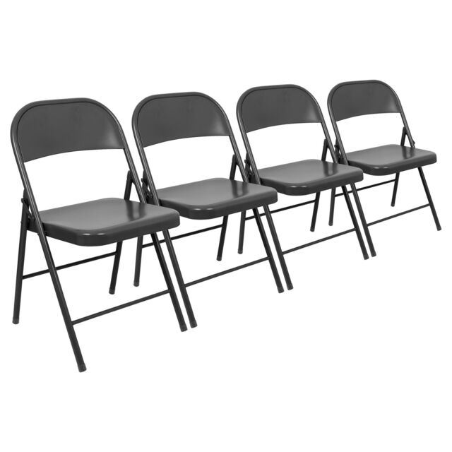 Harbour Housewares Metal Folding Chair - Pack of 4 in Black - image 1