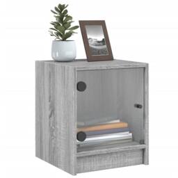 Berkfield Home Bedside Cabinet with Glass Door Grey Sonoma 35x37x42 cm - Size: 35 x 37 x 42 cm - thumbnail 4