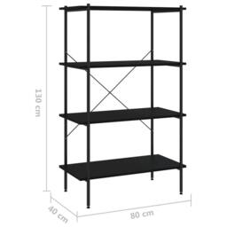 Berkfield Home 4-Tier Shelving Unit Black 80x40x130 cm - Size: 80 x 40 x 130 cm - thumbnail 7