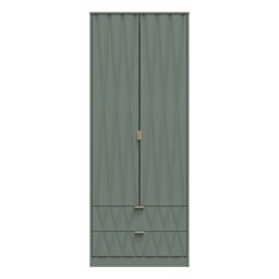 Ready Assembled 2 U Dallas 2 Door 2 Drawer Wardrobe (Ready Assembled) in Pale Green - Size: Large - thumbnail 1