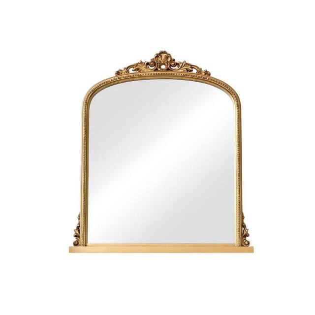 Melody Maison Antique Gold Ornate Arch Overmantle Mirror 88cm X 100cm in Metallic Gold - Size: 88 cm X 100 cm - image 1